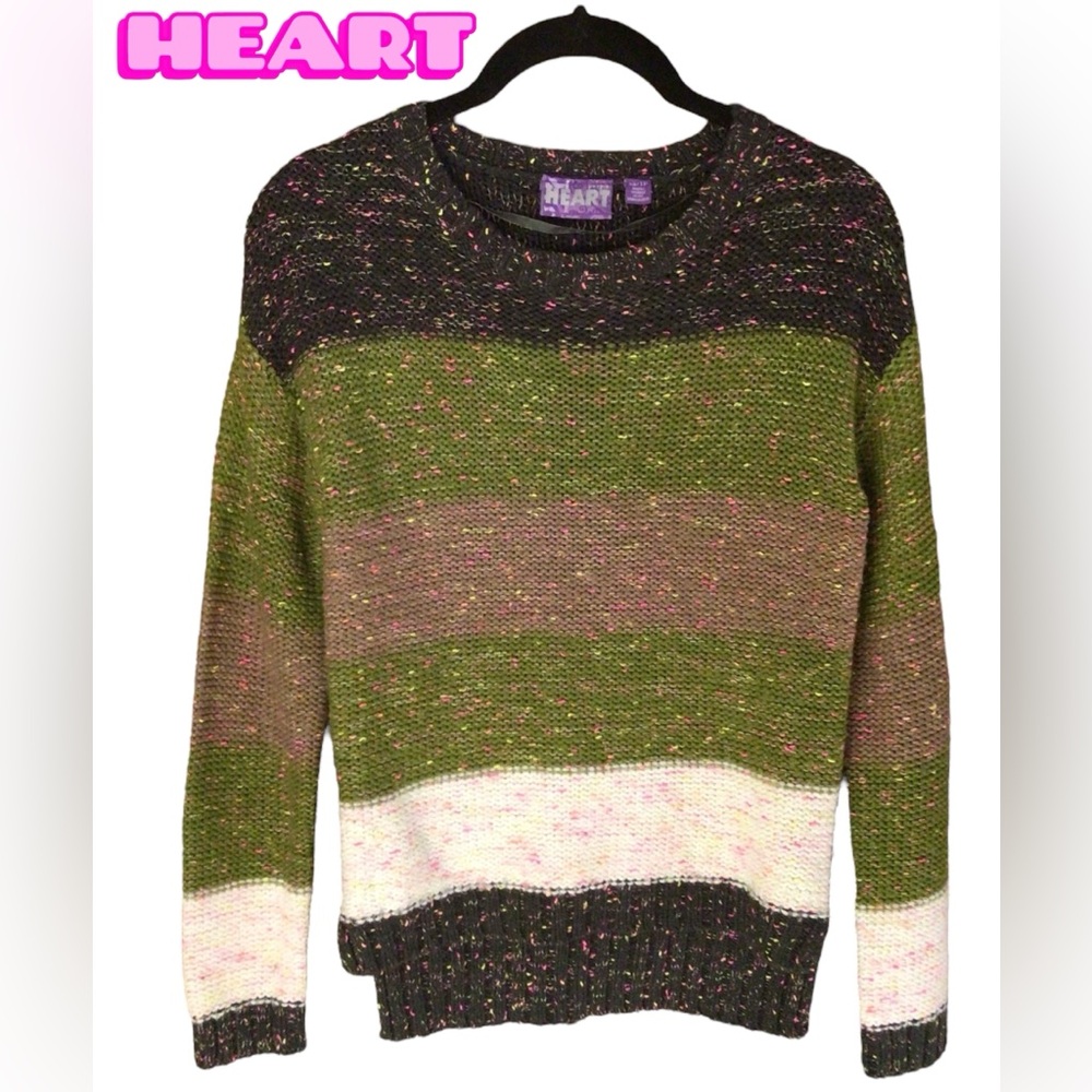 Green🌴and Cream Striped Women's Sweater